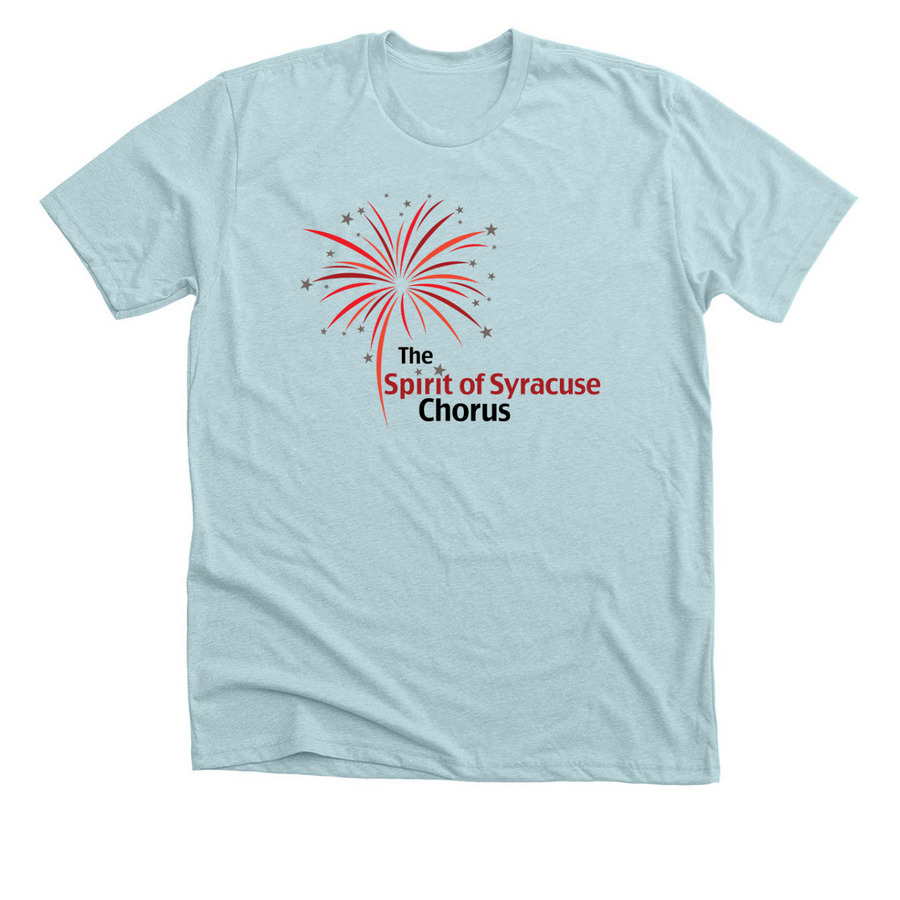Official Spirit of Syracuse Spiritwear, a Heather Ice Blue Premium Unisex Tee
