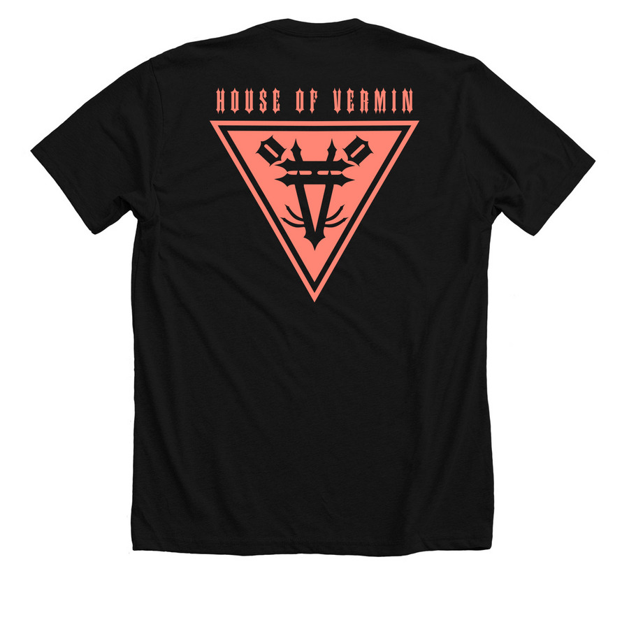 Hunter Orange, a Solid Black Blend Premium Unisex Tee (back-view)