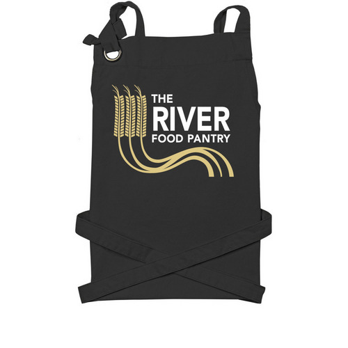 The River Logo - Apron, a Black Cotton Canvas Pocket Apron