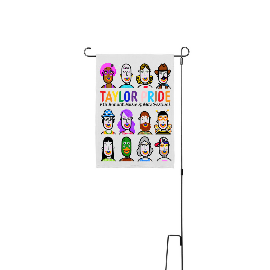 2026 Taylor Pride Yard Flag, a White 12" x 18" Yard Flag with Stake