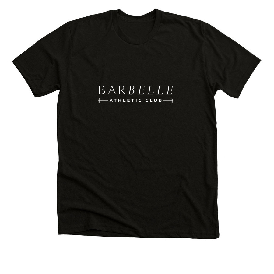 Classic BarBelle Logo Apparel, a Black Heather Premium Unisex Tee