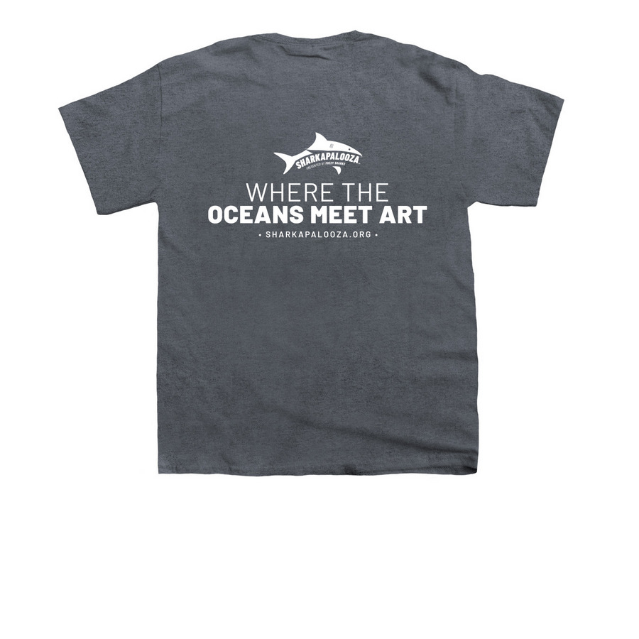 2026 Sharkapalooza Signature Logo Tee, a Dark Heather Youth Unisex Tee (back-view)
