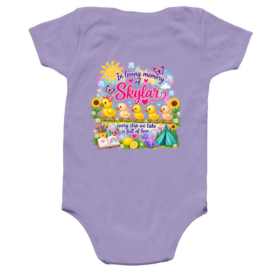 Skylar Rose?, a Lavender Infant Onesie (back-view)