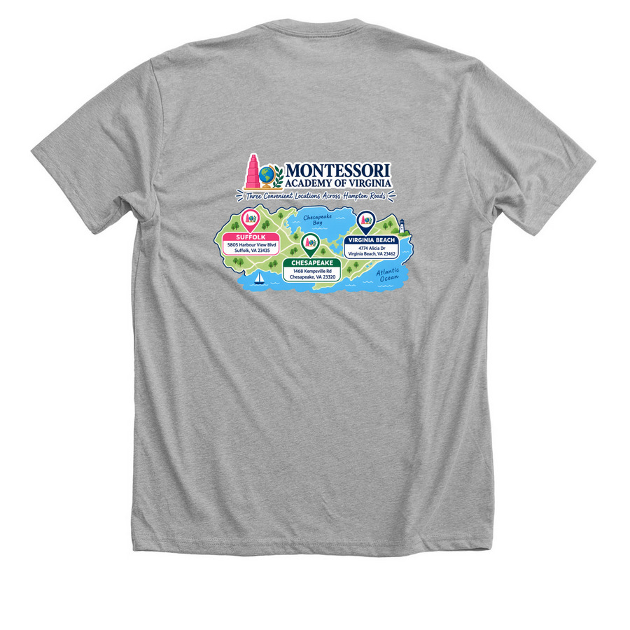 Montessori Academy&nbsp;, a Athletic Heather Premium Unisex Tee (back-view)