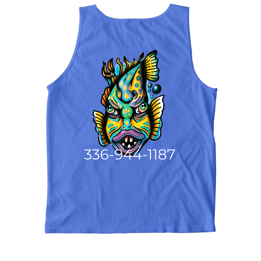 GW Group therapy, a Flo Blue Comfort Colors Tank Top (back-view)
