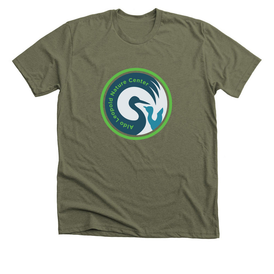 Crane Design, a Heather Olive Premium Unisex Tee