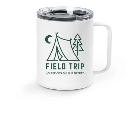 Brew With a View, a White Stainless Steel Travel Mug