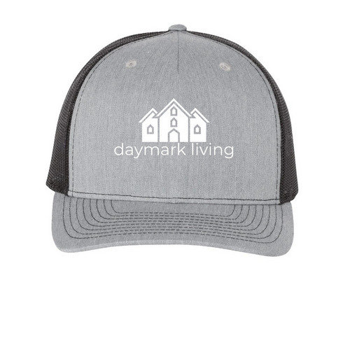 Top off your style, a Heather Grey/ Black Printed Five-Panel Trucker Cap