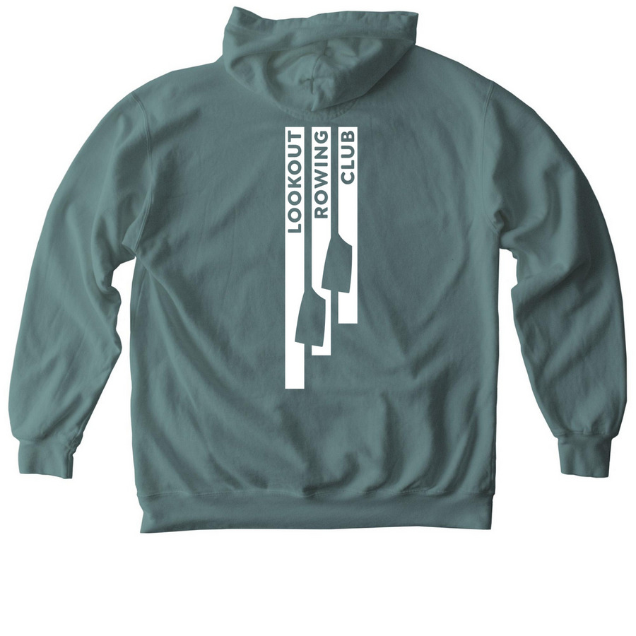 LRC Winter Merch, a Blue Spruce Comfort Colors Pullover Hoodie (back-view)