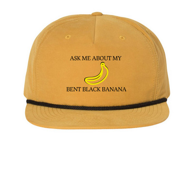 The Bent Black Banana Hat, a Biscuit/ Black Printed Umpqua Snapback Cap