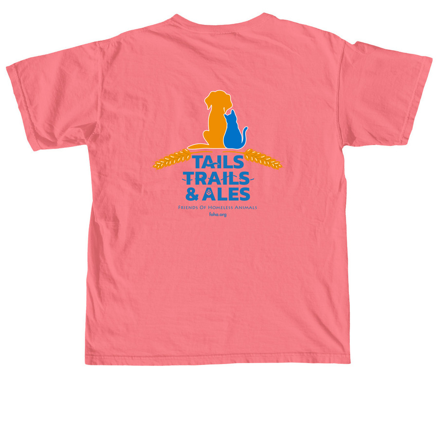 Tails, Trails, and Ales Event Apparel, a Watermelon Comfort Colors Unisex Tee (back-view)