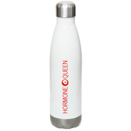 Hormone Queen Water Bottle, a White Stainless Steel Water Bottle