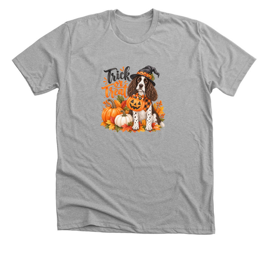 Trick or Treat, Springer Style, a Athletic Heather Premium Unisex Tee