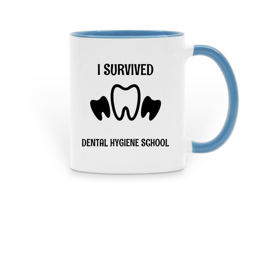 I Survived Dental Hygiene School, a Light Blue Two-Tone Ceramic Mug