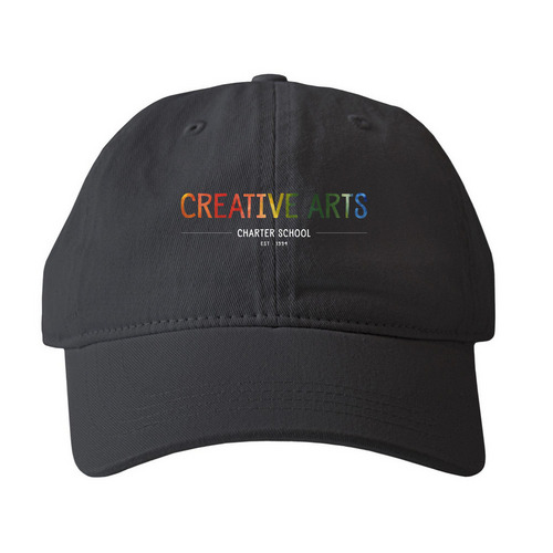 Dad Hat, CACS Watercolor Logo, a Black Printed Pigment Dye Baseball Cap