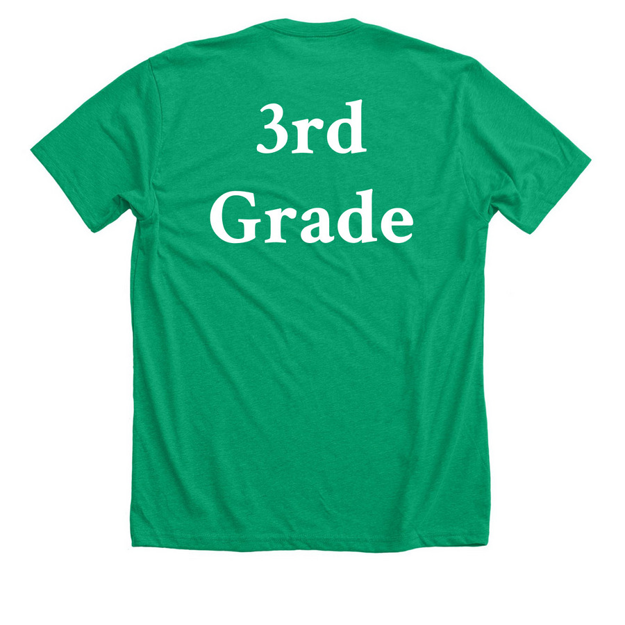 Adult Third Grade Field Day Shirt, a Heather Kelly Premium Unisex Tee (back-view)