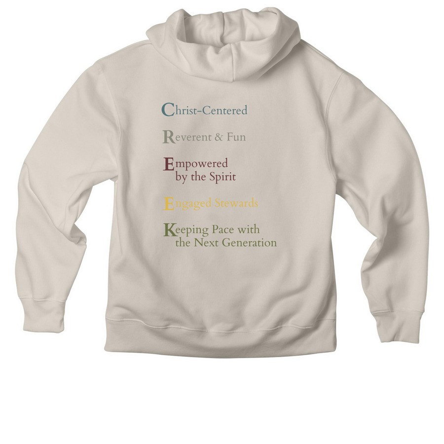 Steadily Formed Light, a Dust Premium Heavyweight Pullover Hoodie (back-view)