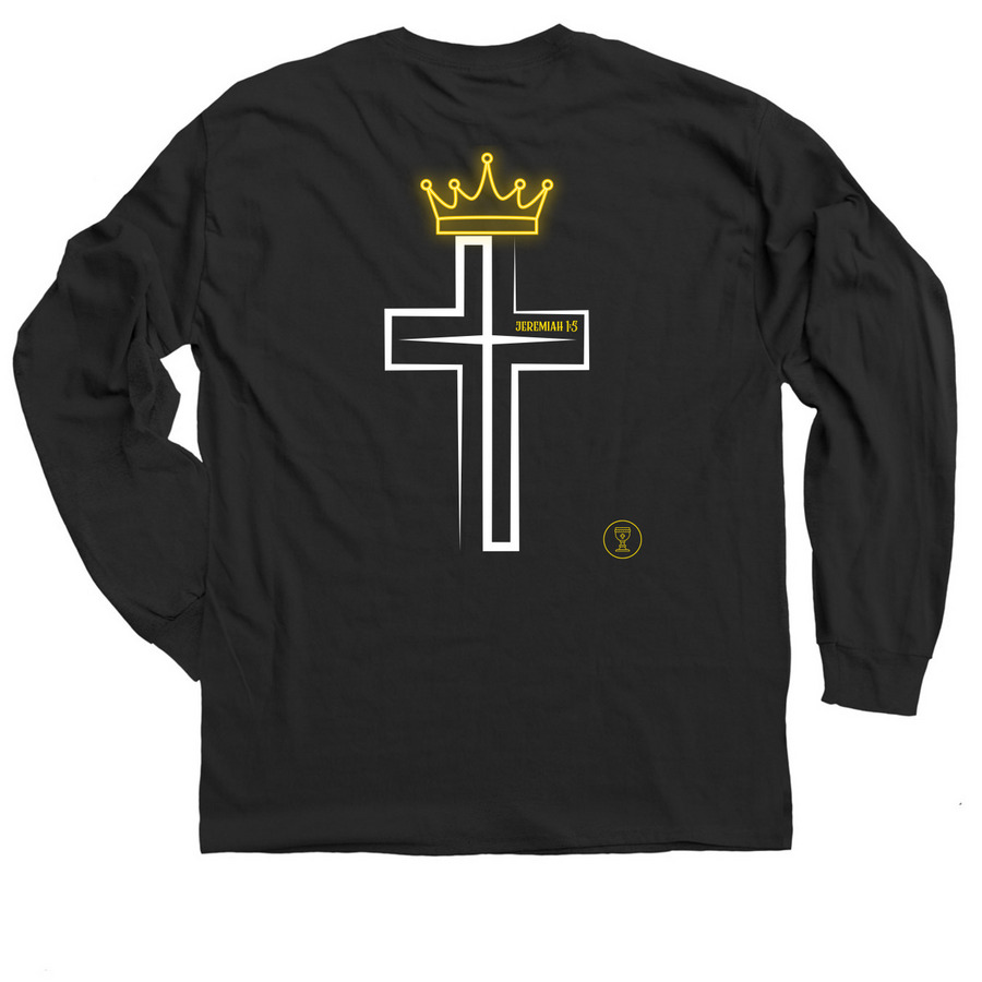 Known By HIM Crew and Long Sleeve Tee, a Black Classic Long Sleeve Tee (back-view)