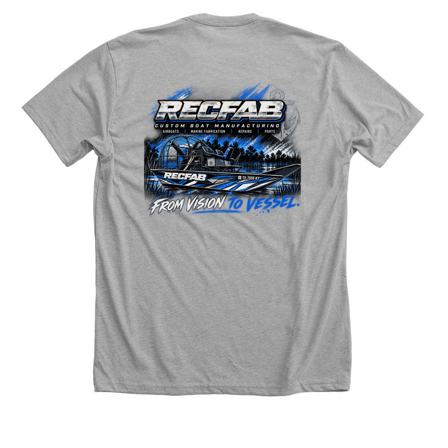 RECFAB, a Athletic Heather Premium Unisex Tee (back-view)