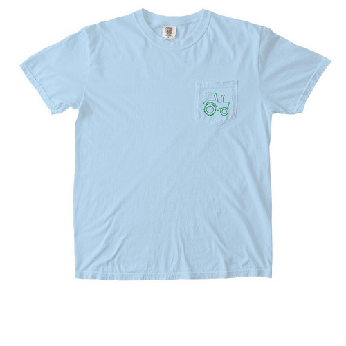 No Farmers tee, a Chambray Comfort Colors Pocket Tee