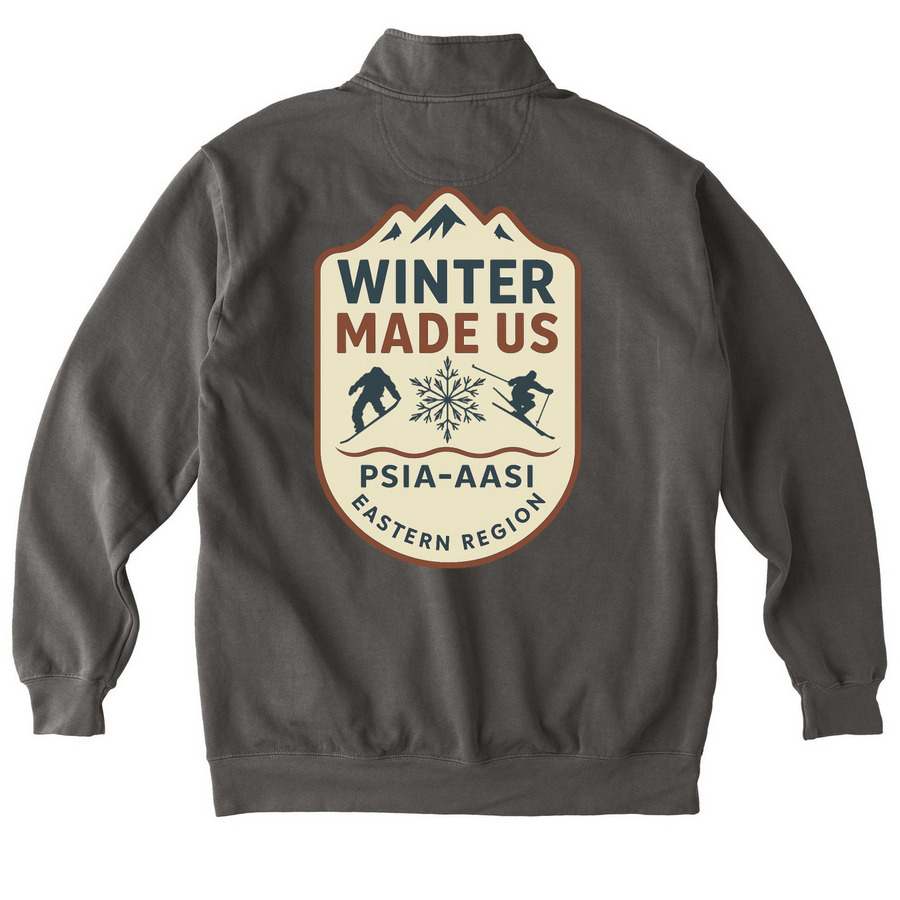 PSIA-AASI Eastern Region 2025 Shirts - back, a Pepper Comfort Colors Quarter Zip Pullover (back-view)