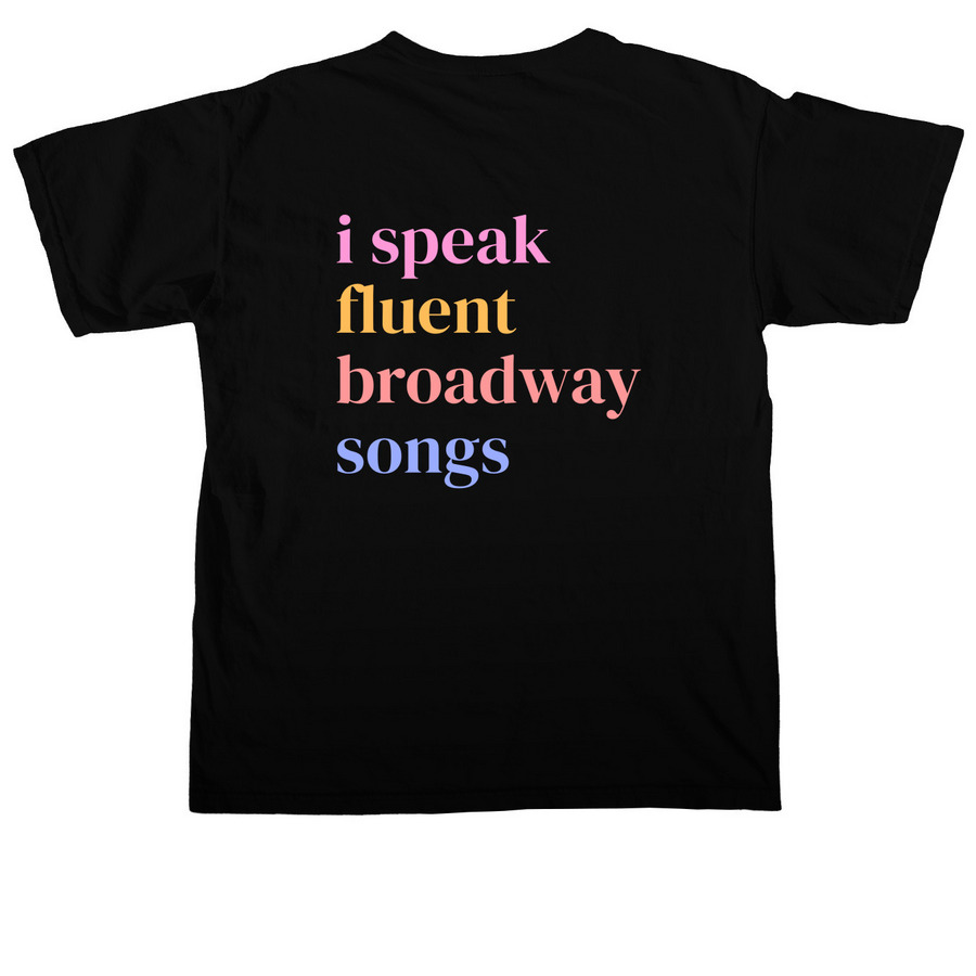 POA - Broadway Songs, a Black Comfort Colors Unisex Tee (back-view)