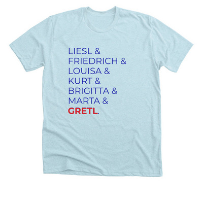GRETL, a Heather Ice Blue Premium Unisex Tee