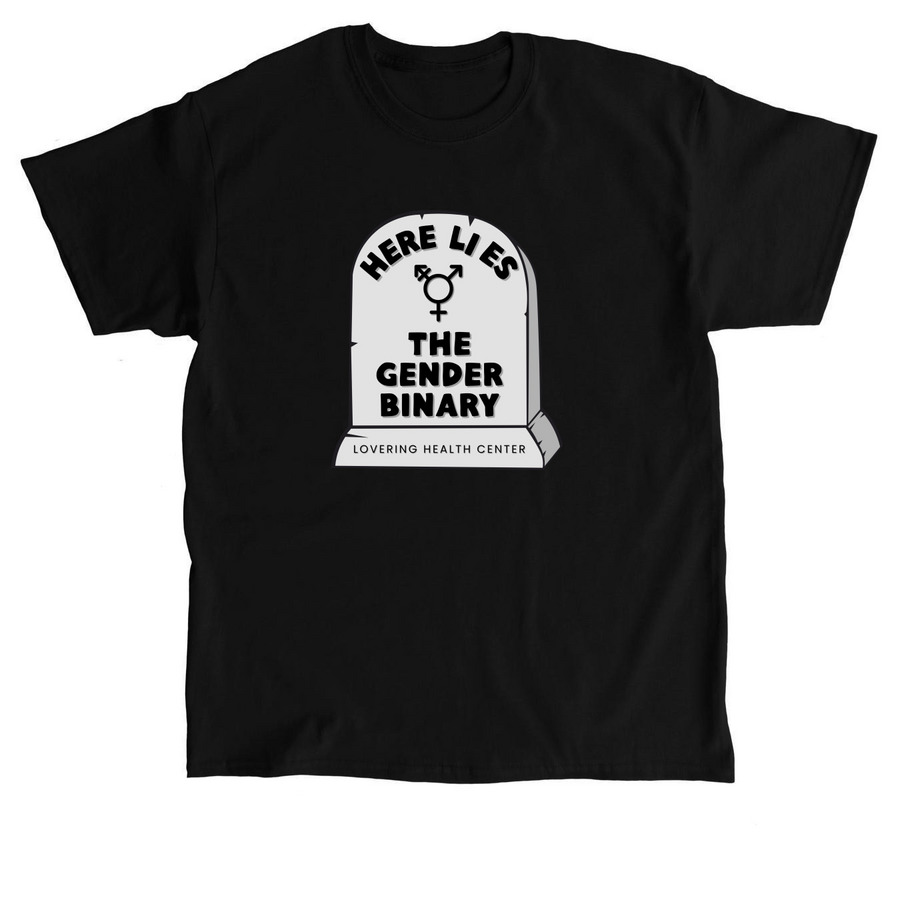 Here lies the gender binary, a Black Classic Unisex Tee