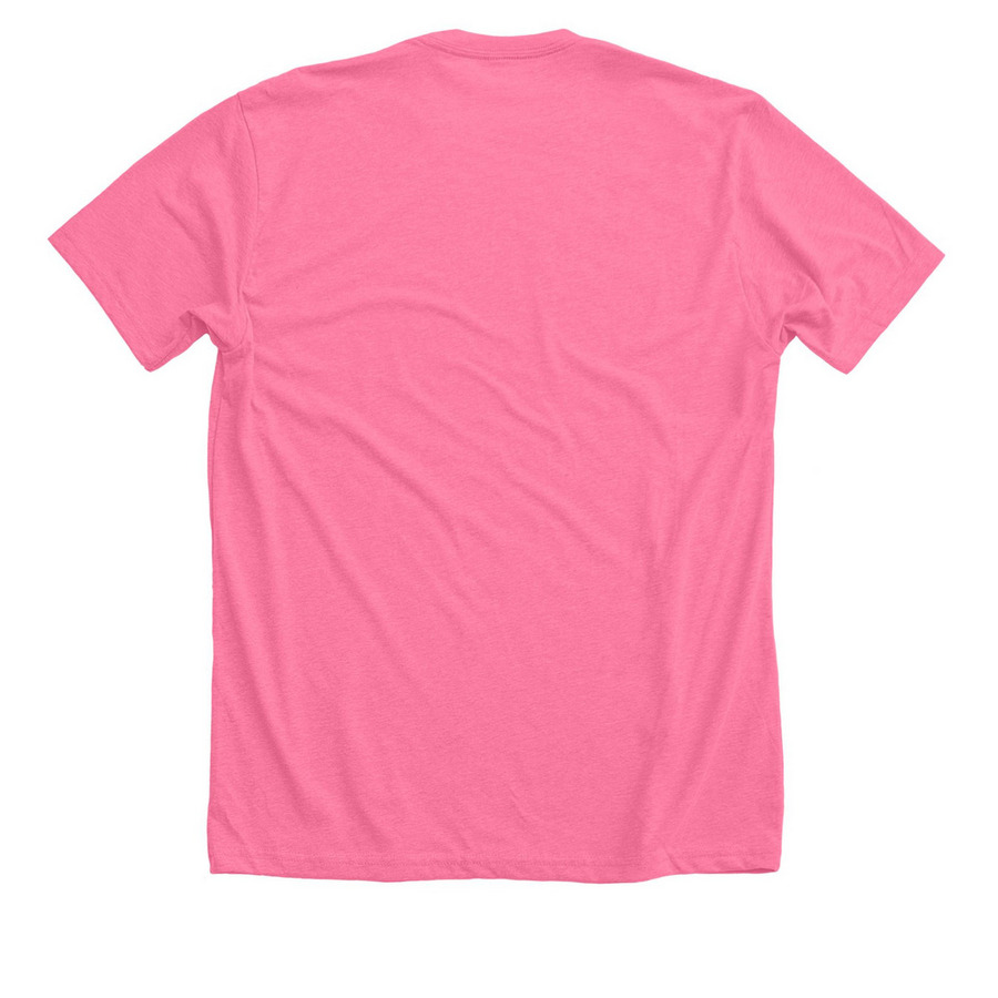 Billy Shakes is PROUD of community theatre!, a Neon Pink Premium Unisex Tee (back-view)