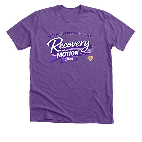 2026 Collegiate Recovery Week Shirts, a Heather Team Purple Premium Unisex Tee