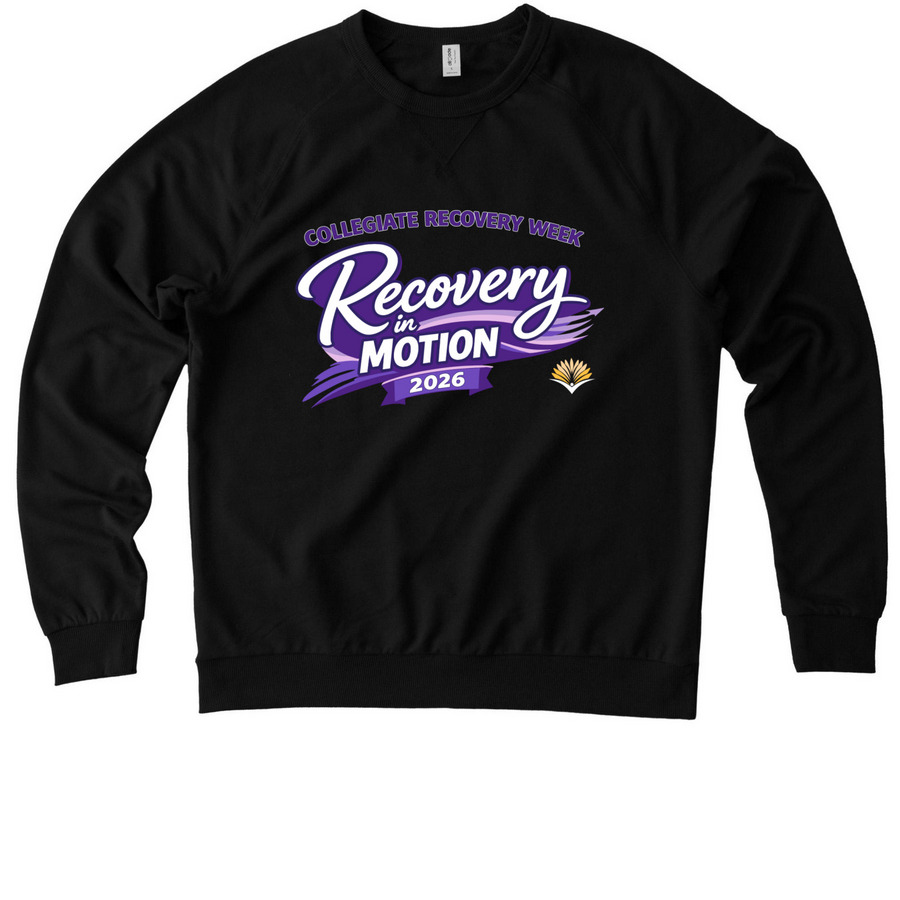 2026 Collegiate Recovery Week Shirts, a Deep Black Allmade Organic French Terry Crewneck Sweatshirt