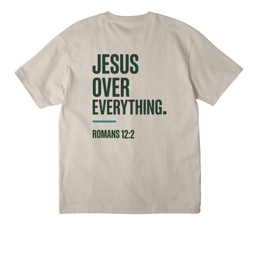 Jesus Over Everything, a Dust Unisex Heavyweight Tee (back-view)