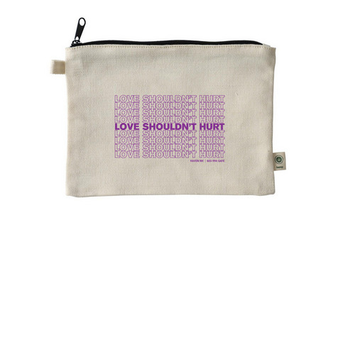 Love Shouldn't Hurt Pouch, a Natural 9"x7" Hemp Blend Pouch