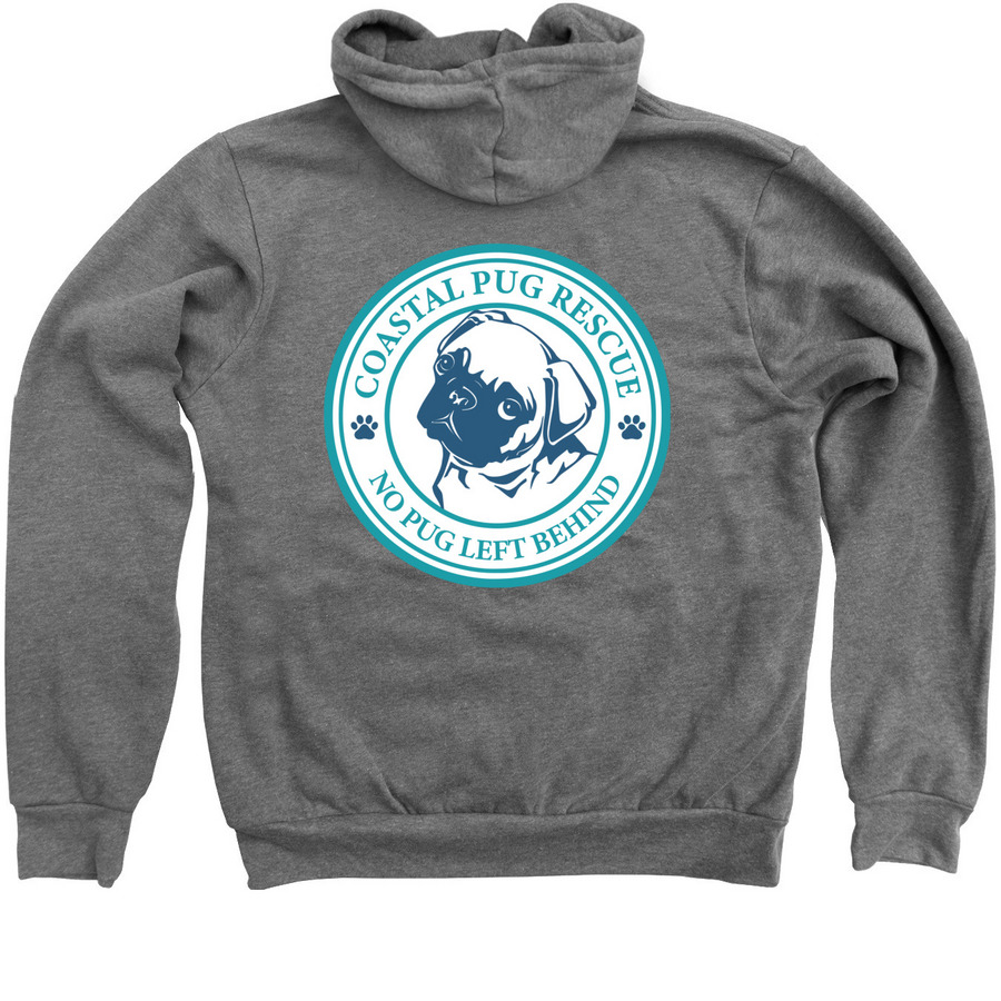 Coastal Pug Rescue Zip-Up, a Deep Heather Zip Up Hoodie (back-view)