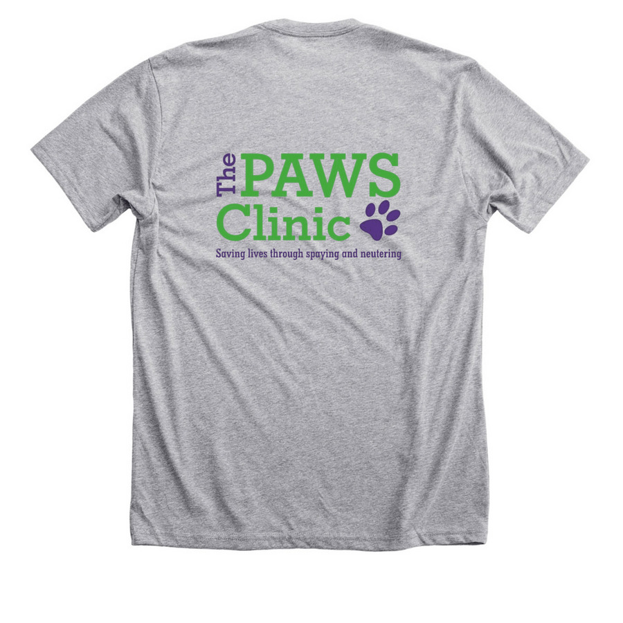 Classic The PAWS Clinic Tee, a Athletic Heather Premium Unisex Tee (back-view)