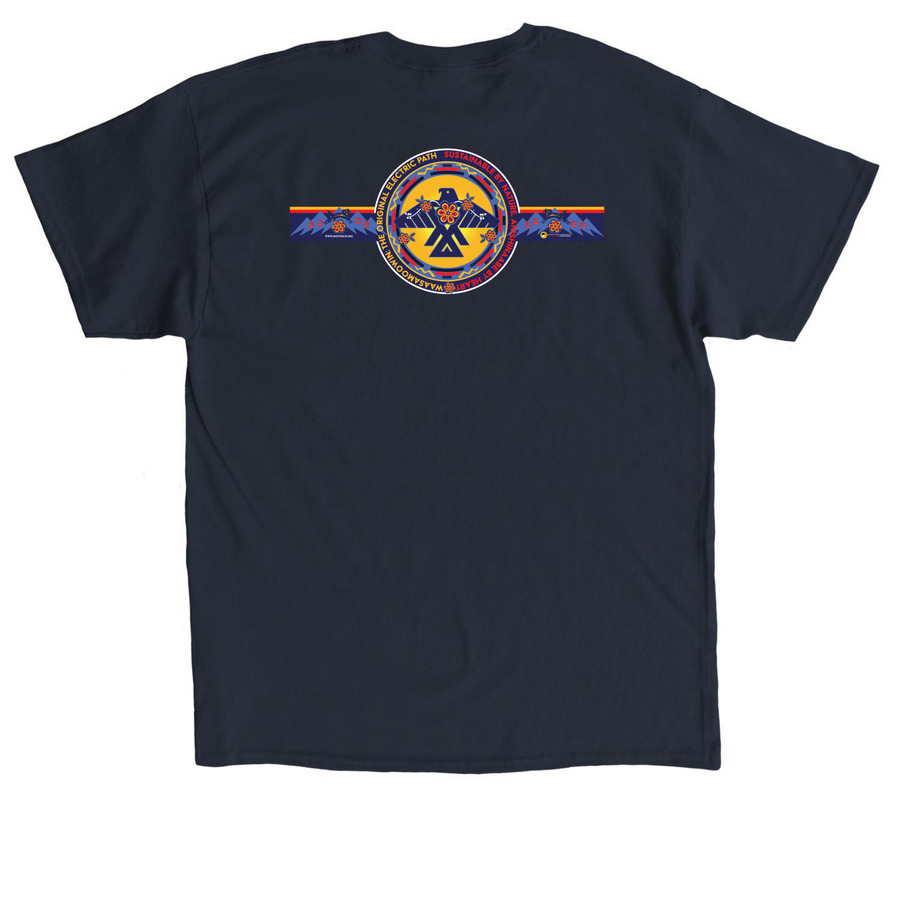 Waasamoowin: The Original Electric Path, a Navy Classic Unisex Tee (back-view)