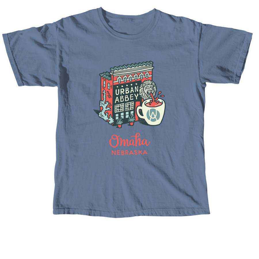 Urban Abbey MIBA Logo - Front Design, a Blue Jean Comfort Colors Unisex Tee
