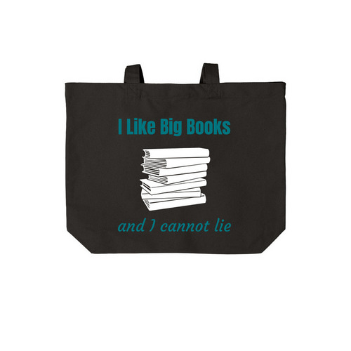 I Like Big Books, a Deep Black Cotton Canvas Tote Bag