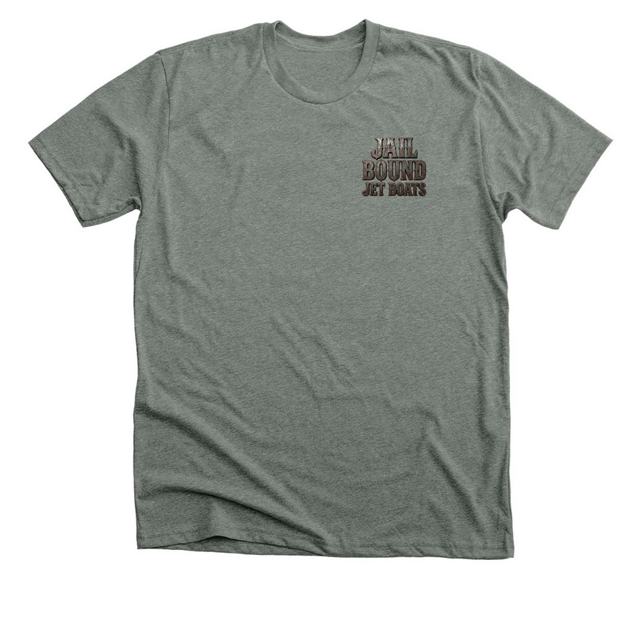 JAIL BOUND JET BOATS, a Deep Heather Premium Unisex Tee
