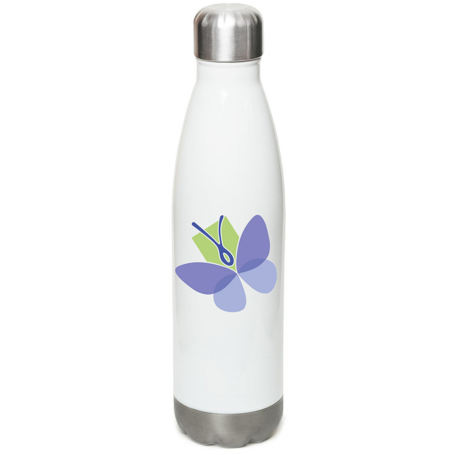 Pollinator Pathway Water Bottle&nbsp;, a White Stainless Steel Water Bottle