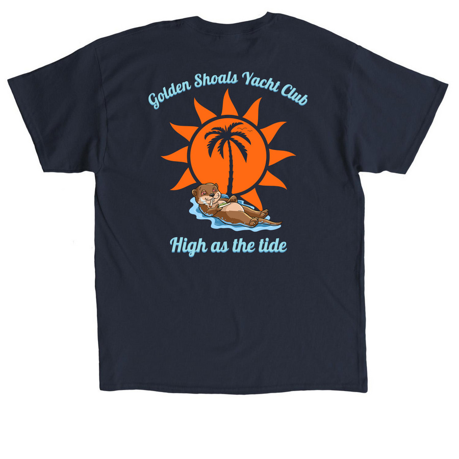 High as the tide, a Navy Classic Unisex Tee (back-view)