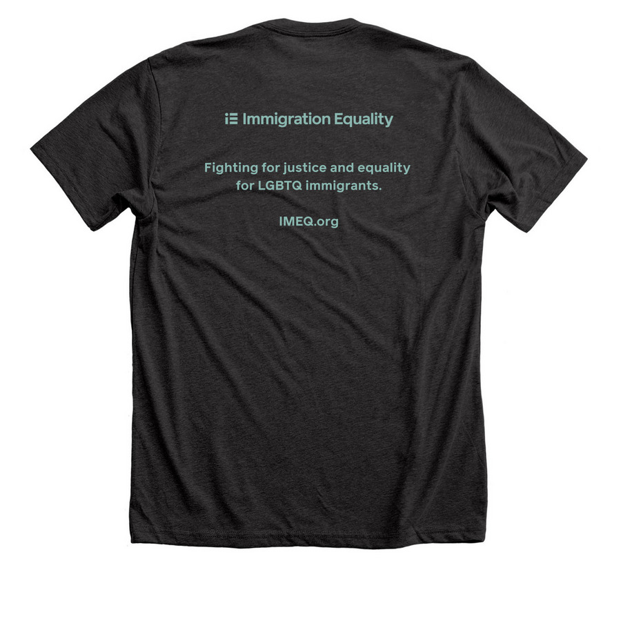 Liberty and Justice For All, a Dark Grey Heather Premium Unisex Tee (back-view)