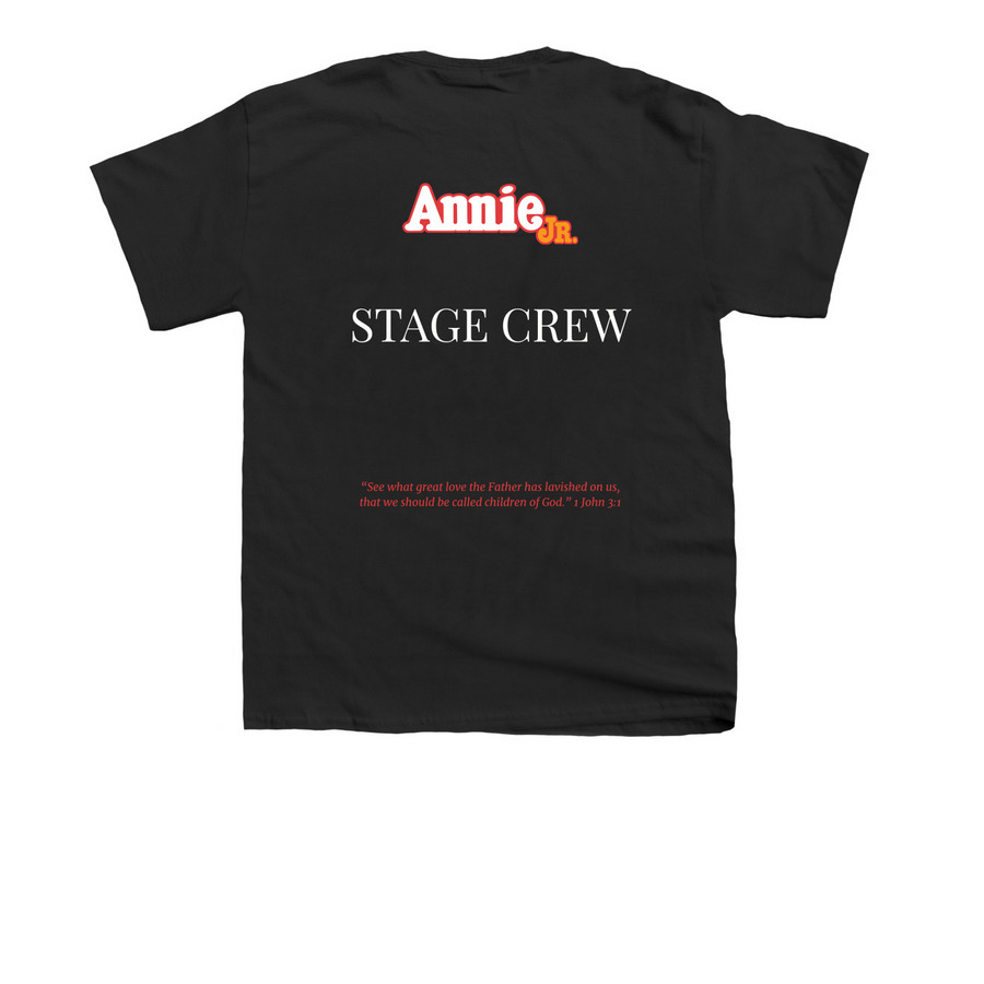 Annie Jr. - Stage Crew, a Black Youth Unisex Tee (back-view)