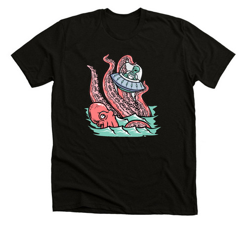 Alien and an Octopus&nbsp;, a Solid Black Blend Premium Unisex Tee