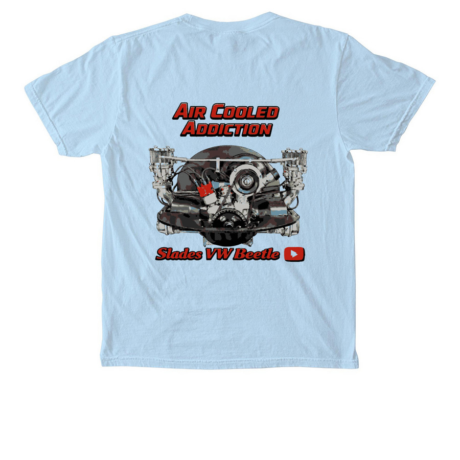 Mens Pocket Shirts - Air Cooled Addict!, a Chambray Comfort Colors Pocket Tee (back-view)