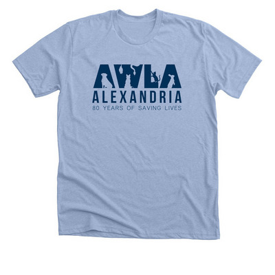80 Years of Saving Lives, a Heather Baby Blue Premium Unisex Tee