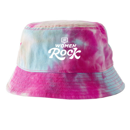 Women Rock!, a Raspberry Mist Printed Tie Dye Bucket Hat