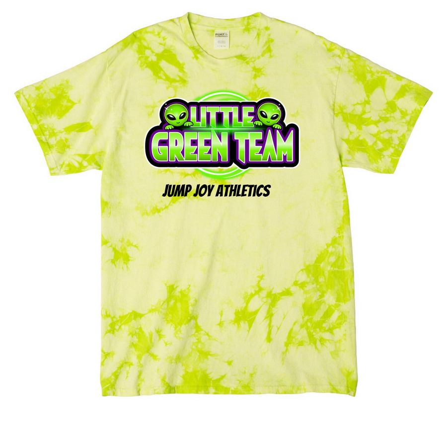 Little Green Team Shirt, a Lemon Lime Crystal Tie Dye Tee