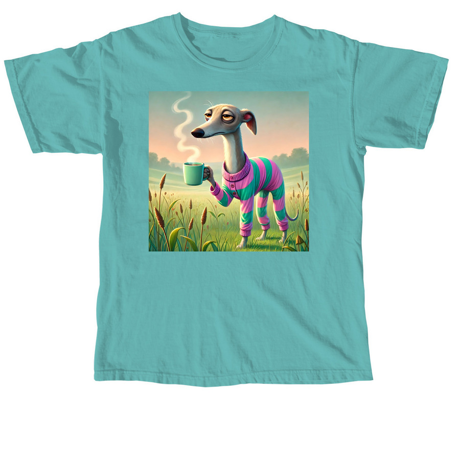 Sleepy Whippet, a Seafoam Comfort Colors Unisex Tee