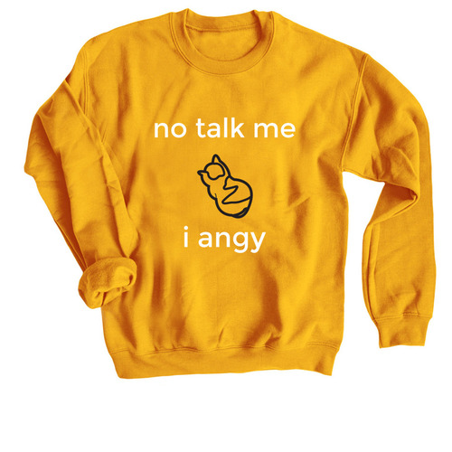 Angy boi, a Gold Crewneck Sweatshirt